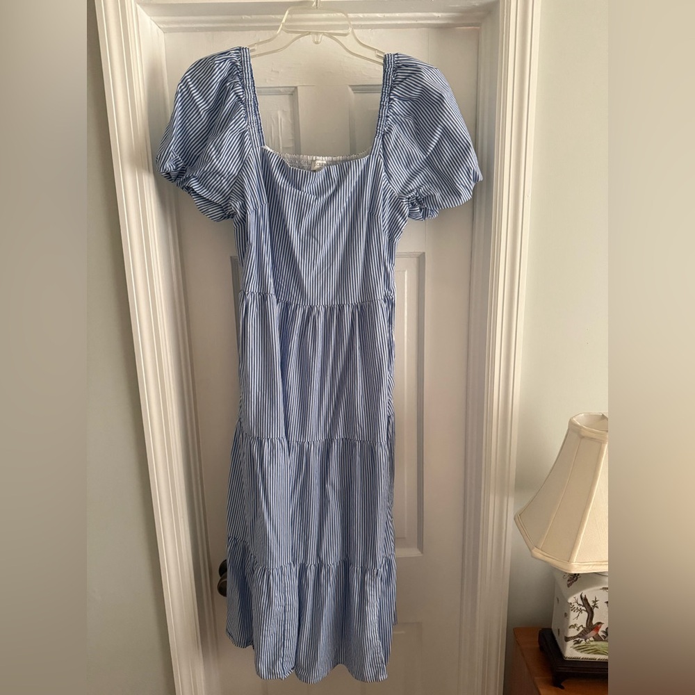 Blue and White Striped Dress